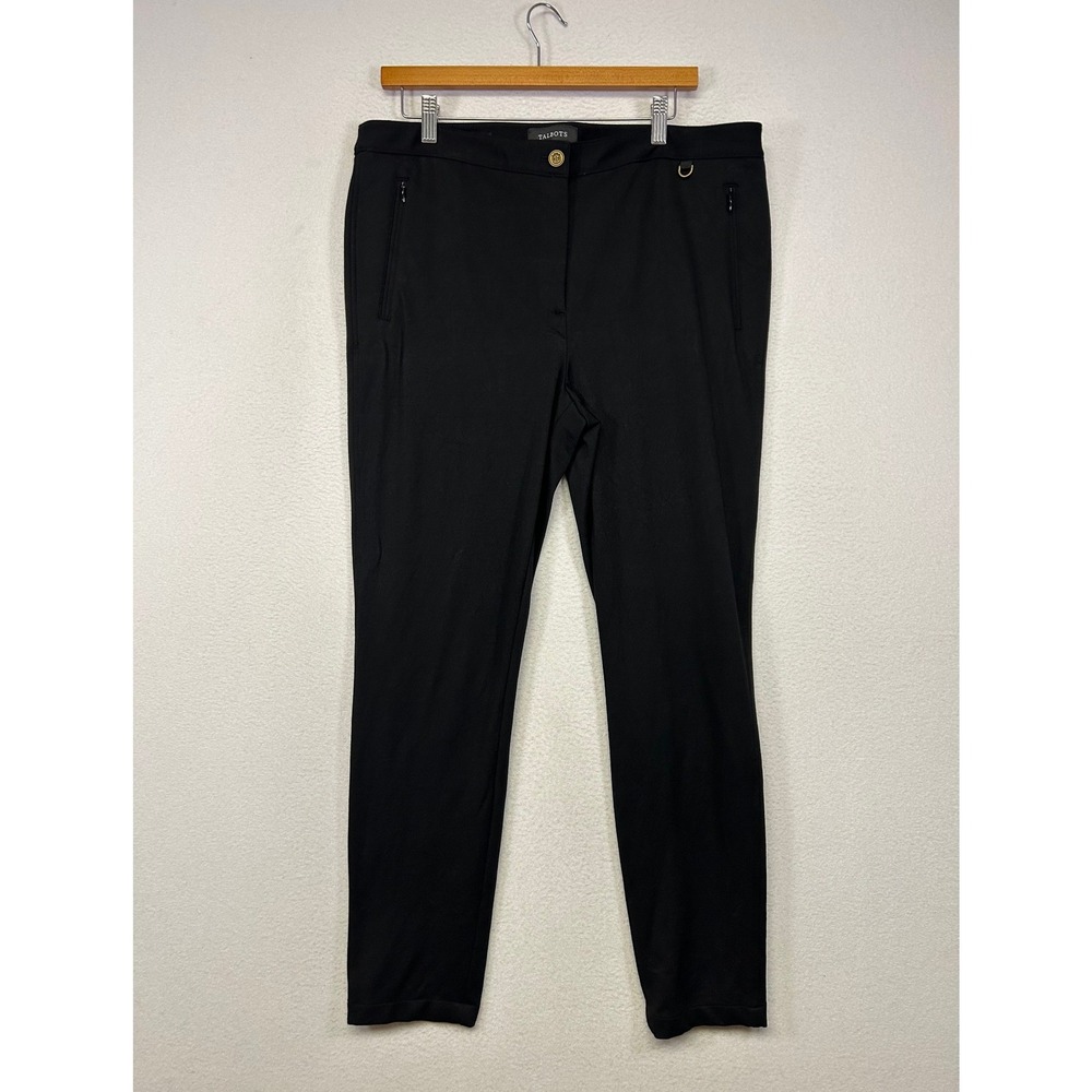 Professional Talbots Womens 14 Black Skinny Ankle Stretch Zip Pocket Dress Pants